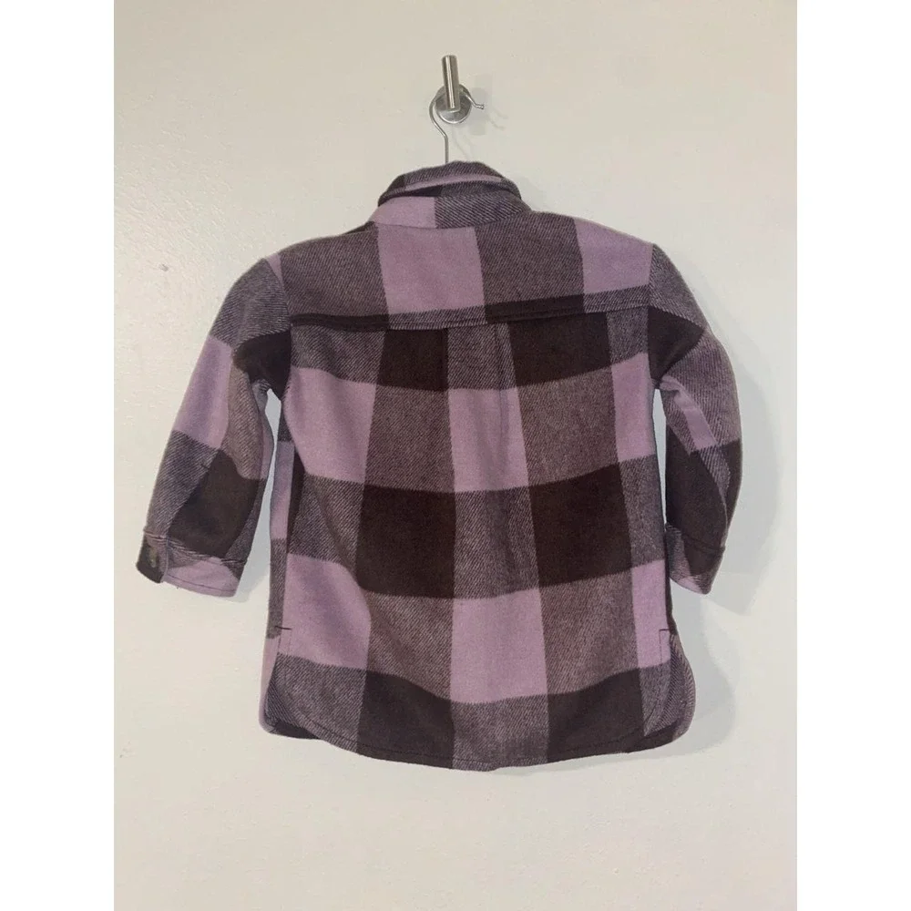 H& M Shacket Girls Plaid Purple Size 4-5 Long Sleeve